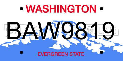 BAW9819 Washington License Plate