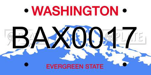 BAX0017 Washington License Plate