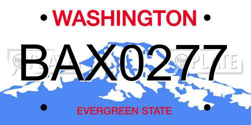 BAX0277 Washington License Plate