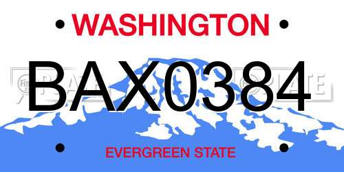 BAX0384 Washington License Plate