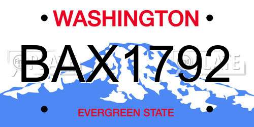 BAX1792 Washington License Plate