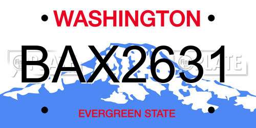 BAX2631 Washington License Plate
