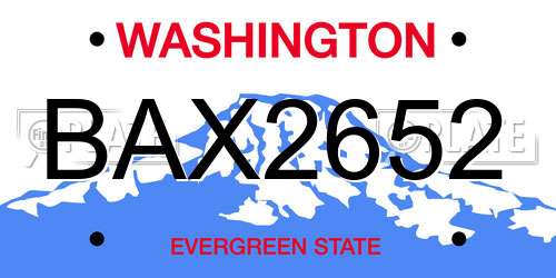 BAX2652 Washington License Plate
