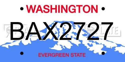 BAX2727 Washington License Plate
