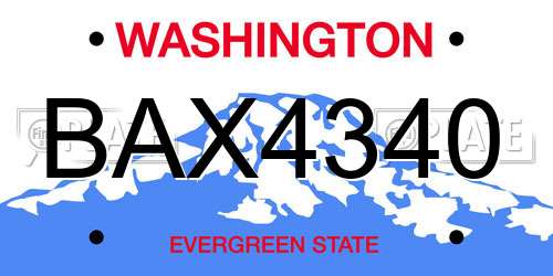 BAX4340 Washington License Plate