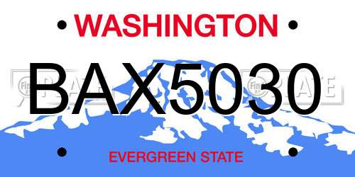 BAX5030 Washington License Plate