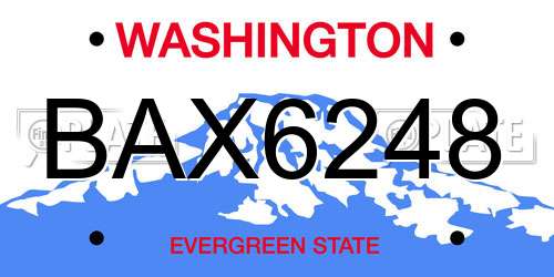 BAX6248 Washington License Plate
