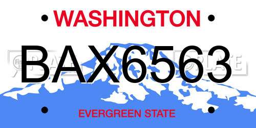 BAX6563 Washington License Plate