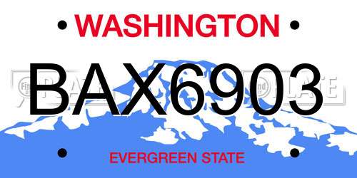 BAX6903 Washington License Plate