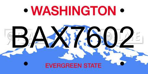 BAX7602 Washington License Plate