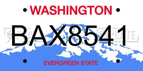 BAX8541 Washington License Plate