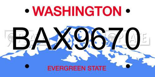 BAX9670 Washington License Plate