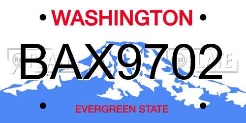 BAX9702 Washington License Plate