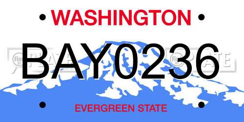 BAY0236 Washington License Plate