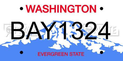 BAY1324 Washington License Plate