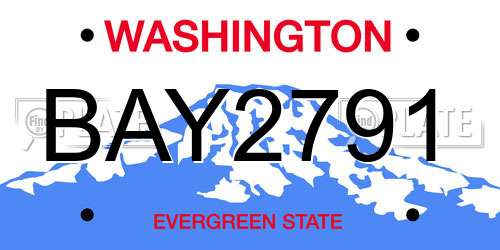 BAY2791 Washington License Plate