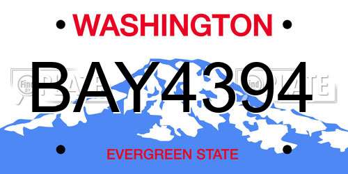BAY4394 Washington License Plate