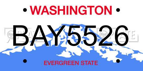 BAY5526 Washington License Plate