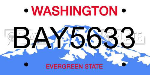 BAY5633 Washington License Plate