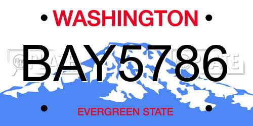 BAY5786 Washington License Plate