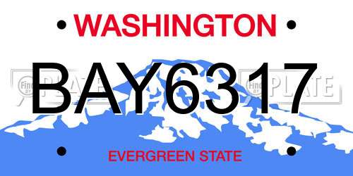 BAY6317 Washington License Plate