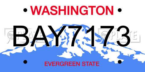 BAY7173 Washington License Plate