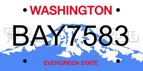 BAY7583 Washington License Plate