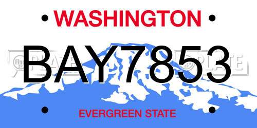 BAY7853 Washington License Plate