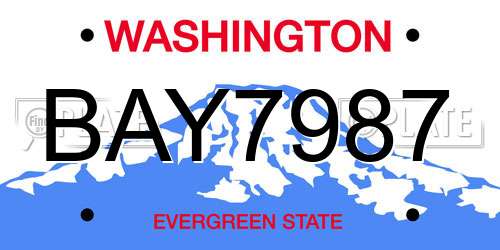 BAY7987 Washington License Plate