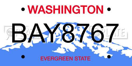 BAY8767 Washington License Plate