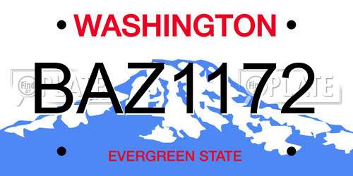 BAZ1172 Washington License Plate