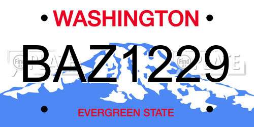 BAZ1229 Washington License Plate
