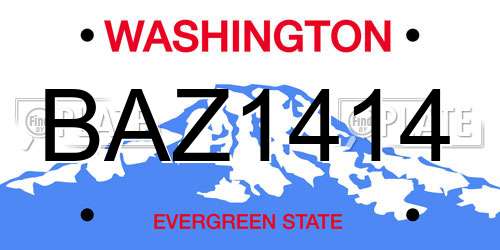 BAZ1414 Washington License Plate