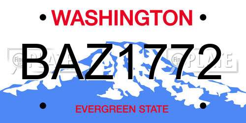 BAZ1772 Washington License Plate