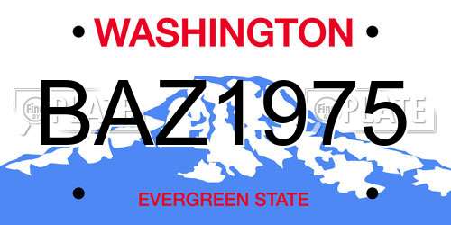 BAZ1975 Washington License Plate
