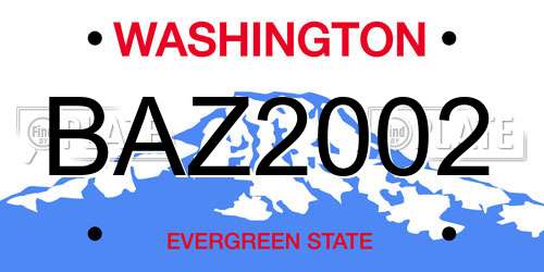 BAZ2002 Washington License Plate