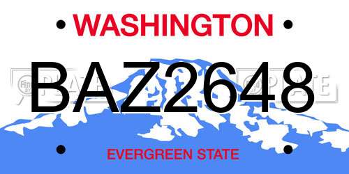 BAZ2648 Washington License Plate