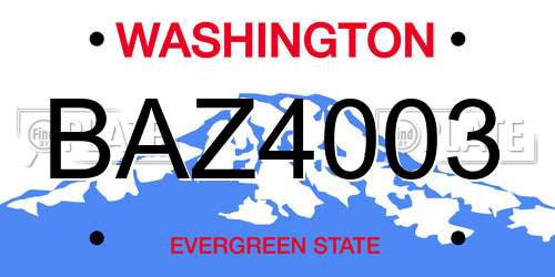 BAZ4003 Washington License Plate