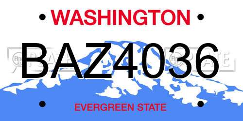 BAZ4036 Washington License Plate