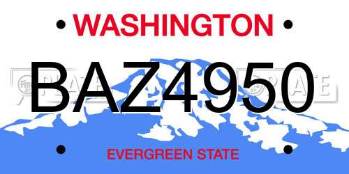 BAZ4950 Washington License Plate