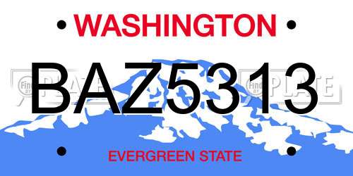 BAZ5313 Washington License Plate