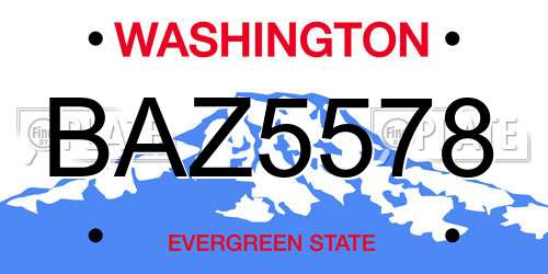 BAZ5578 Washington License Plate