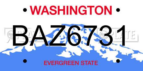 BAZ6731 Washington License Plate
