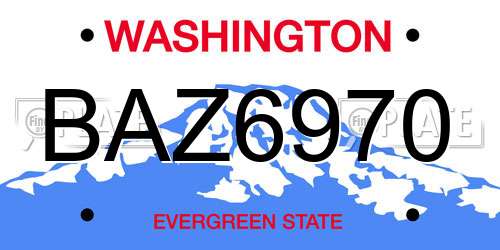 BAZ6970 Washington License Plate