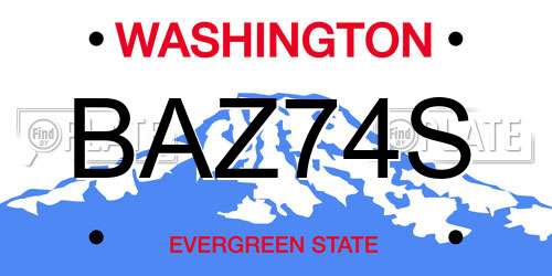 BAZ74S Washington License Plate