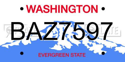 BAZ7597 Washington License Plate