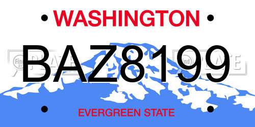BAZ8199 Washington License Plate