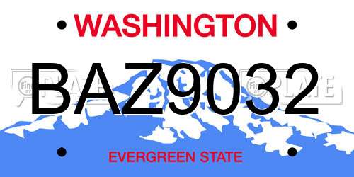 BAZ9032 Washington License Plate