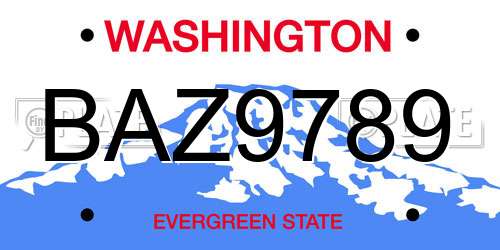 BAZ9789 Washington License Plate
