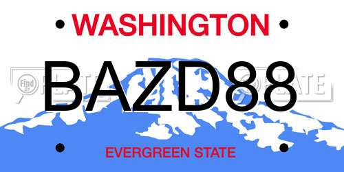 BAZD88 Washington License Plate